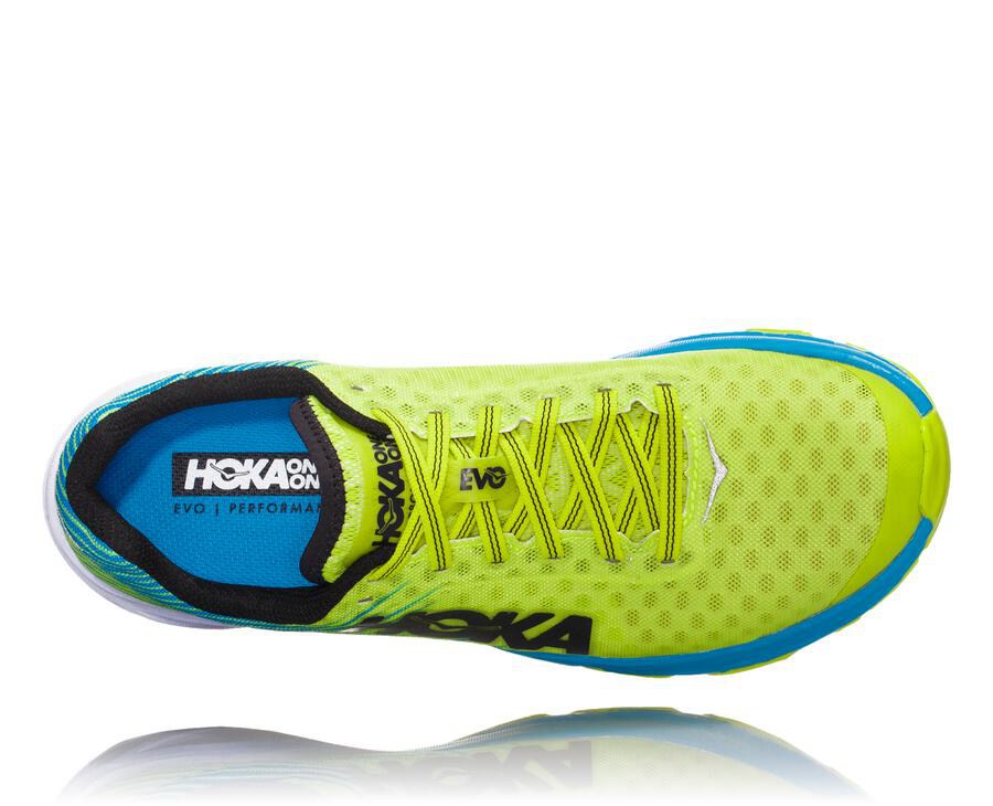 Hoka One One Running Shoes Womens Green/Blue - EVO Carbon Rocket - 67398QYUE